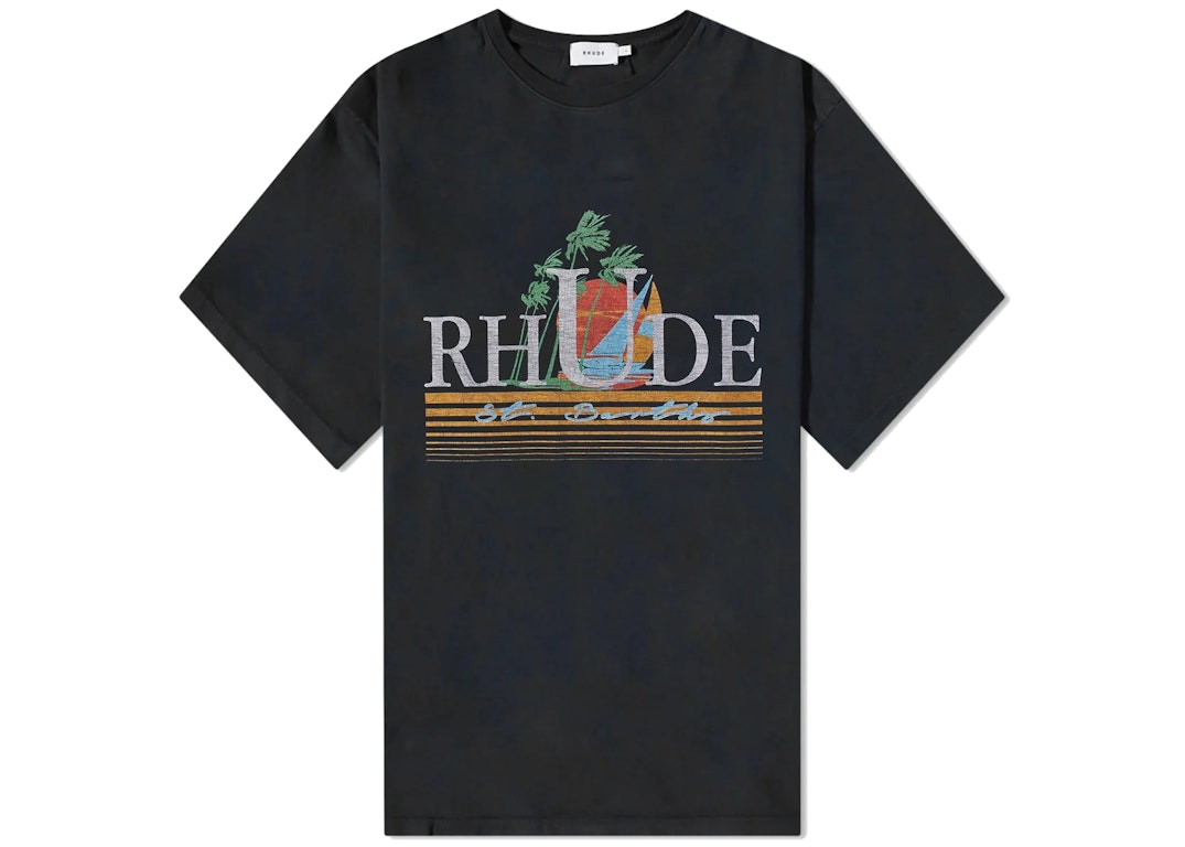 Pre-owned Rhude Tropics Tee Vintage Black/multicolor