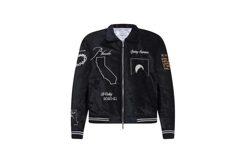 Rhude Velvet Signal Bomber Jacket Black Men's - SS21 - US
