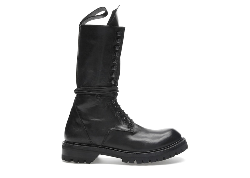 Pre-owned Rick Owens Men's  Army Laced Boot Sneakers In Black