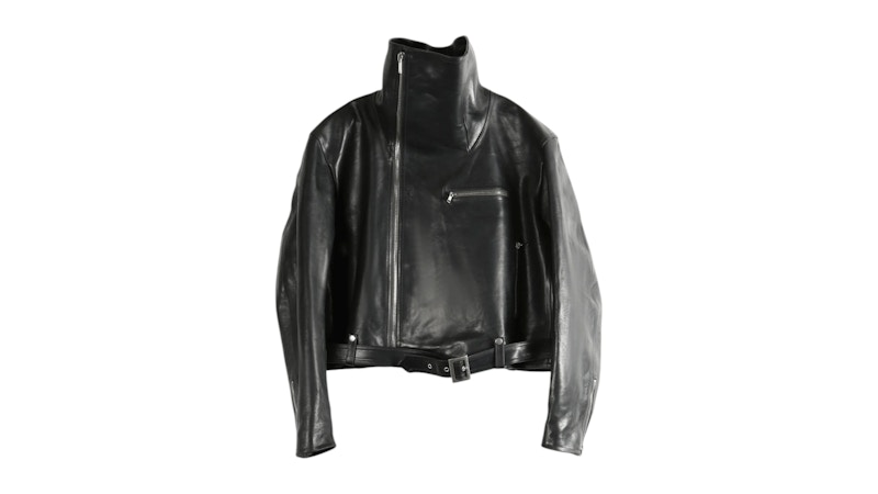T*様 rick owens biker leather jacket Rick Owens Leather Zippered Biker Jacket Black