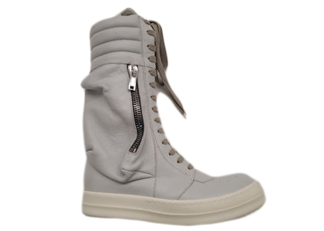 Pre-owned Rick Owens Cargo Basket Leather Boots Oyster Milk In Oyster/milk