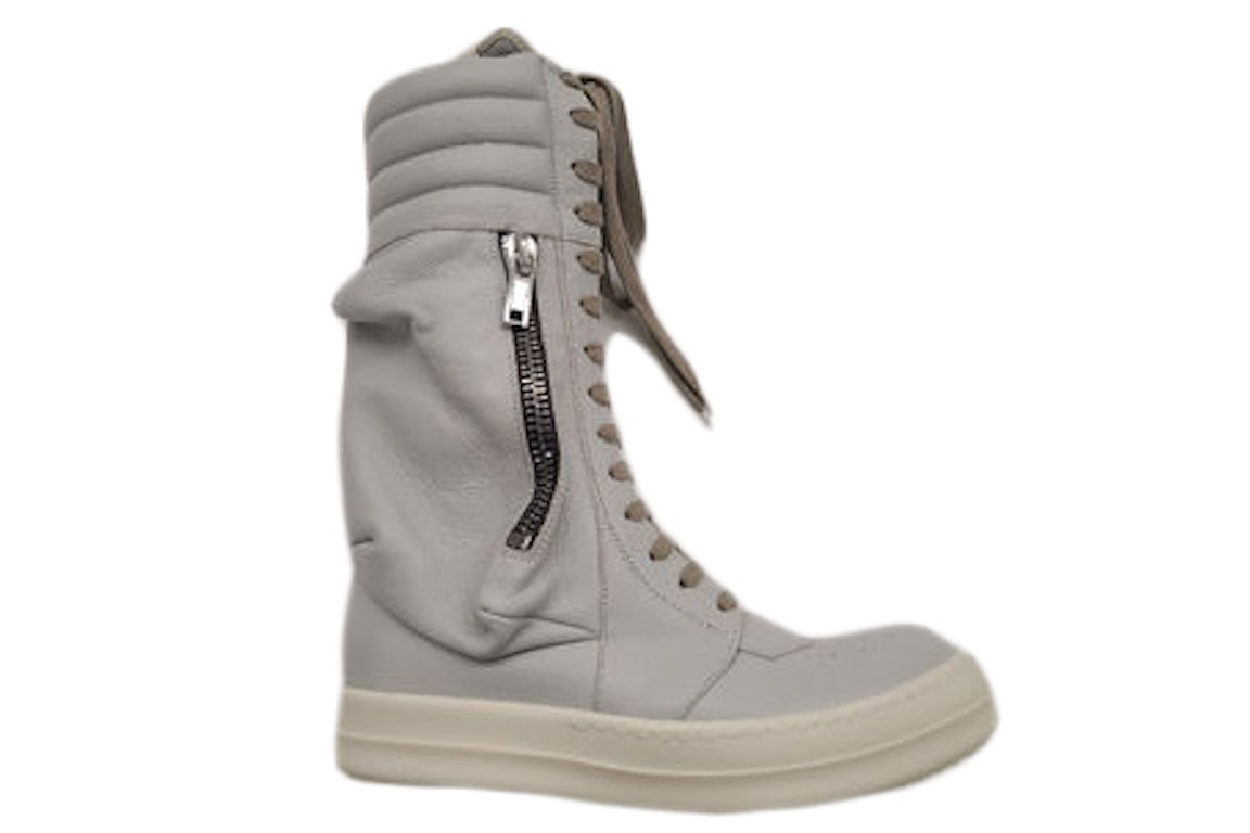 Pre-owned Rick Owens Cargo Basket Leather Boots Oyster Milk In Oyster/milk
