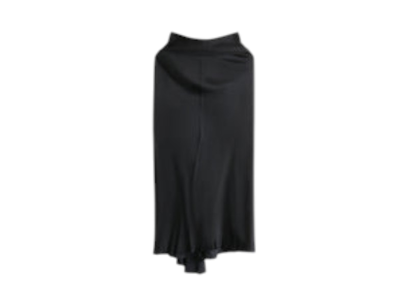 Pre-owned Rick Owens Women's  Charmeuse A Line Bias Skirt In Black