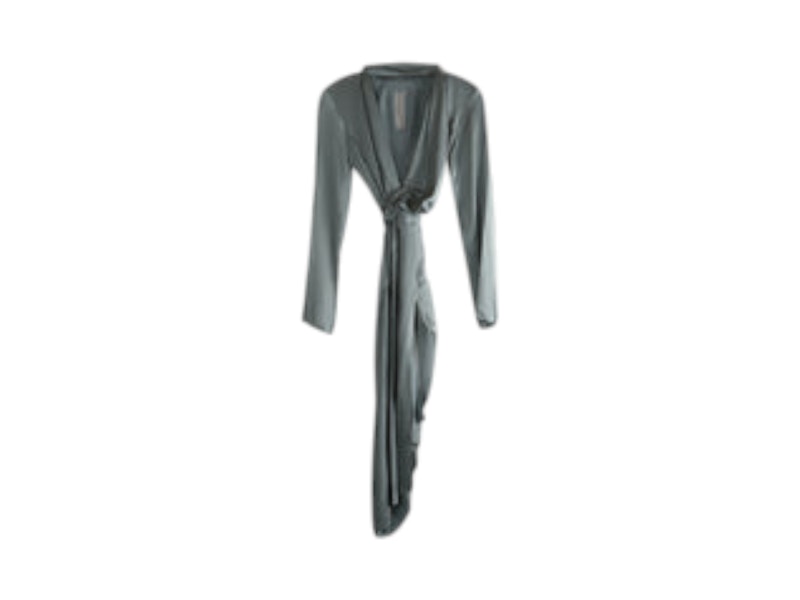 Pre-owned Rick Owens Women's  Charmeuse Wrap Dress In Washed Indigo In Blue