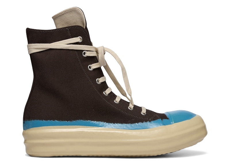 Pre-owned Rick Owens Men's  Concordians Drkshdw Overdyed Denim High Sneakers In Dark Dust/blue/light Beige