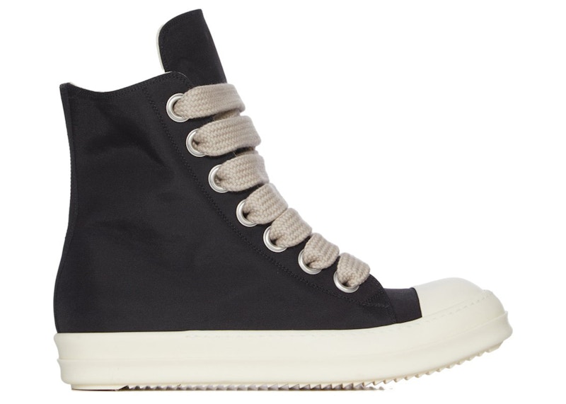 Pre-owned Rick Owens Men's  Concordians Jumbo Lace High Nylon Canvas Sneakers In Black/milk In Multi