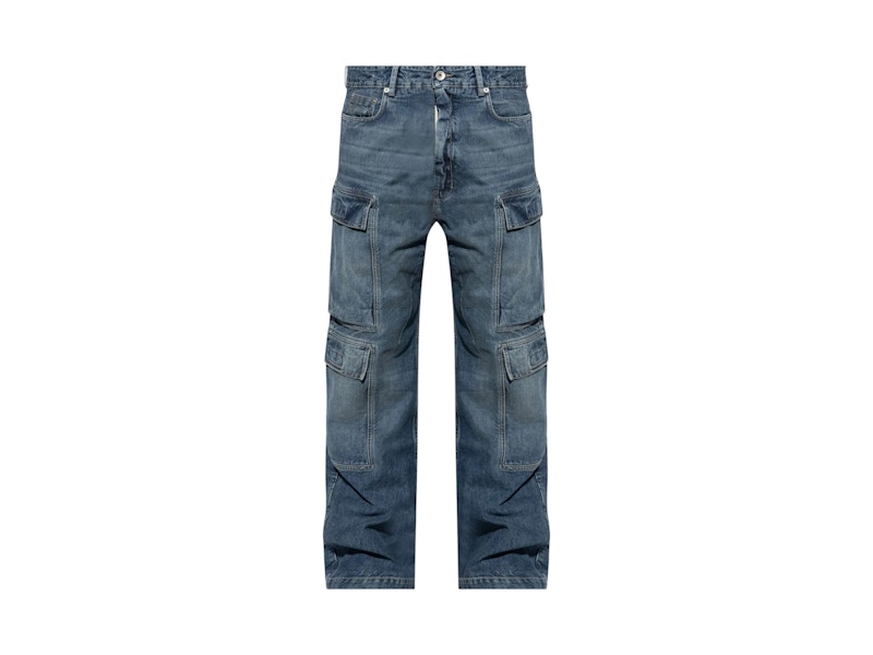 Pre-owned Rick Owens Men's  Drkshdw Double Cargo Pant Jeans In Washed Indigo