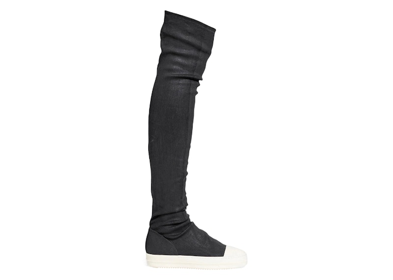 Rick Owens DRKSHDW High Sock Sneaks Black Wax Milk (Women's
