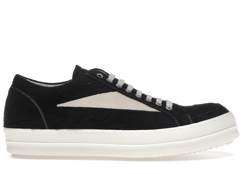 Men's Rick Owens DRKSHDW Vintage Sneaks Brushed Cotton Sneakers in Black/Milk