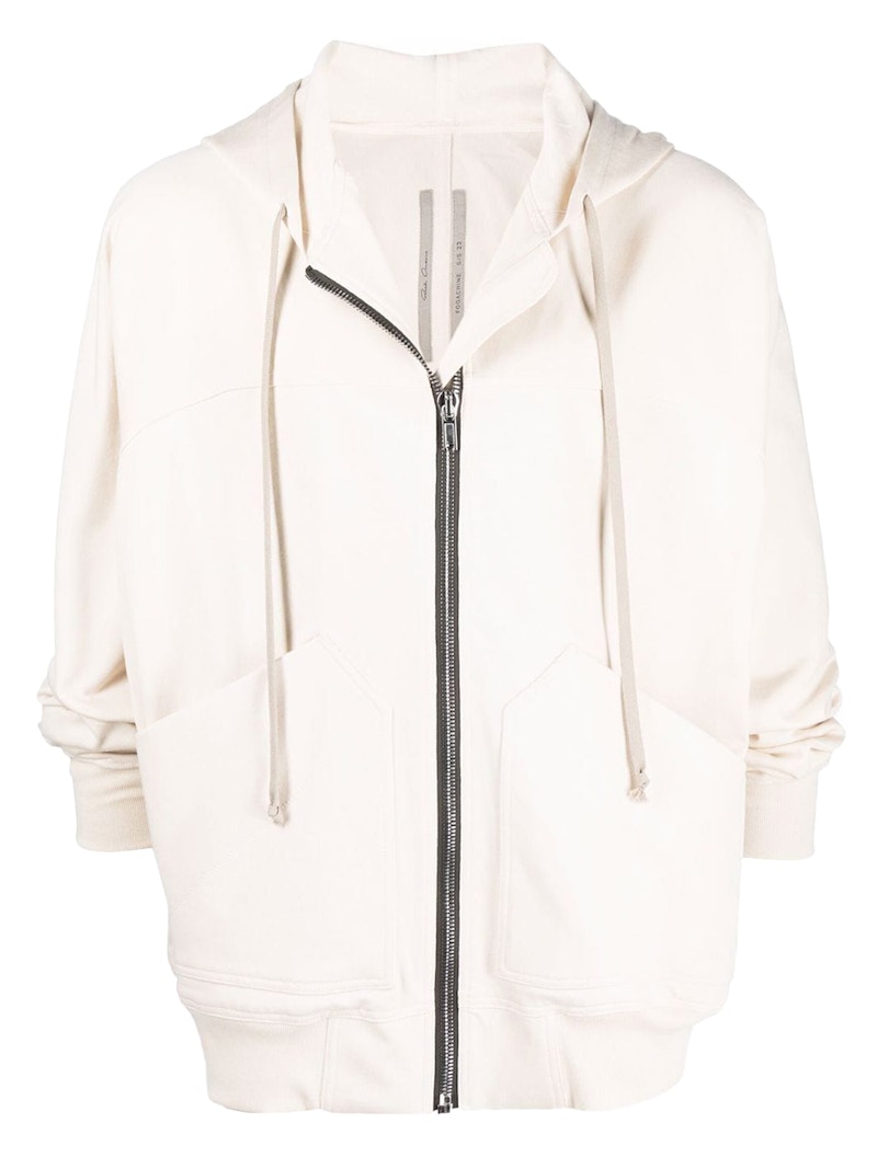 Rick Owens Drawstring Zip Fastening Hoodie White - SS22 Men's - US