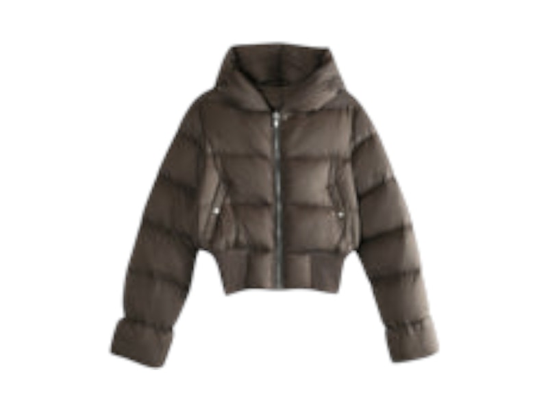 Pre-owned Rick Owens Women's  Giacca Piumino Hooded Jacket In Darkdust In Brown