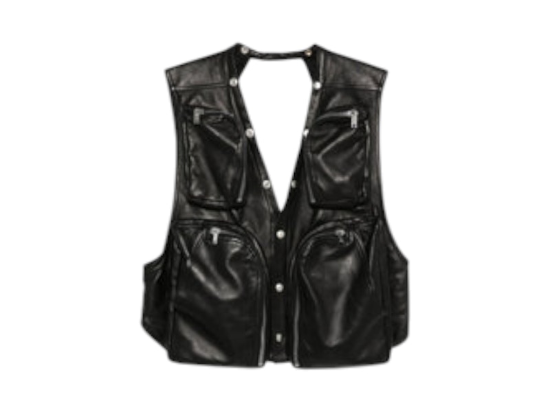 Pre-owned Rick Owens Men's Gilet In Pelle Imbottito Cargo Vest In Black