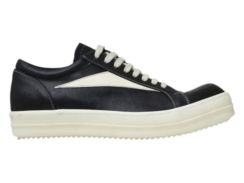 Pre-owned Rick Owens Men's  Leather Jumbolace Low Sneaks Sneakers In Milk