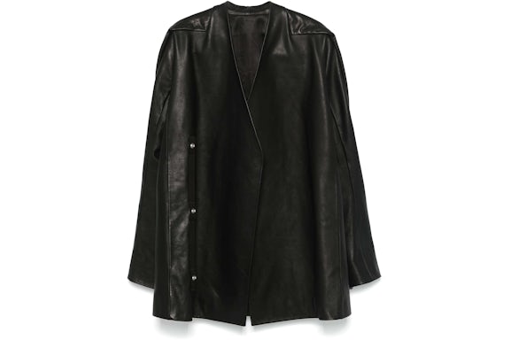 Rick Owens Leather Officer Jacket Black