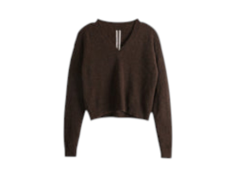 Pre-owned Rick Owens Women's  Maglia Tommy V Neck Sweater In Brown