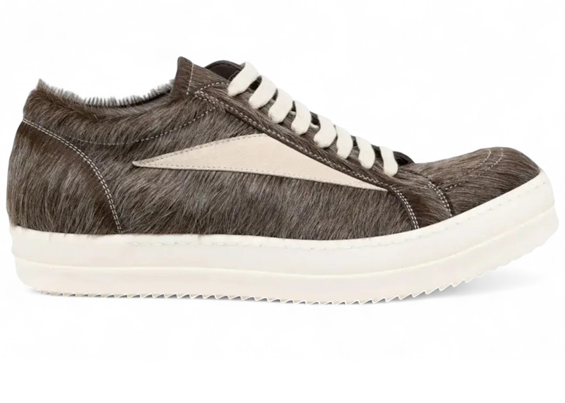 Pre-owned Rick Owens Men's  Vintage Sneaks Unshaved Cow Leather Sneakers In Indigo/milk