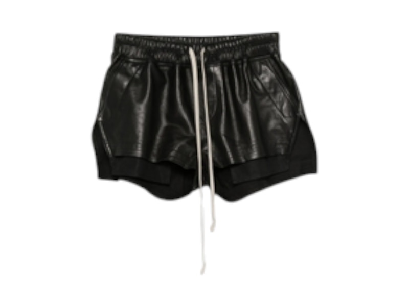 Pre-owned Rick Owens Women's  Waxed Leather Fog Boxers In Black
