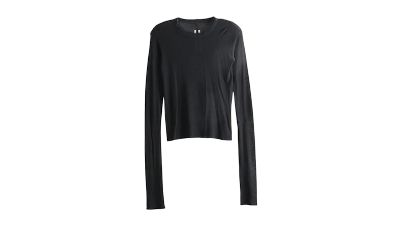 Rick Owens Women's Cropped Rib LS Tee Black