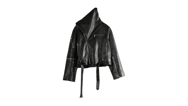 Rick Owens Women's Giacca In Pelle Cropped Scarf in Black