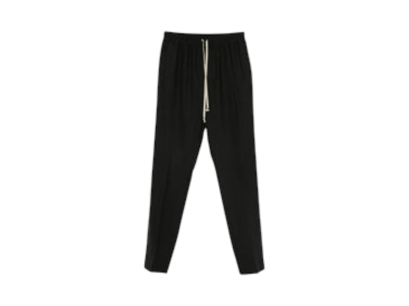 Pre-owned Rick Owens Men's  Wool Drawstring Slim Long Pants In Black