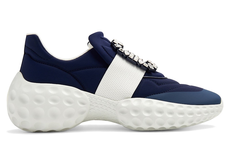 Pre-owned Roger Vivier Viv' Run Light Crystal Buckle (women's) Sneakers In Blue/white