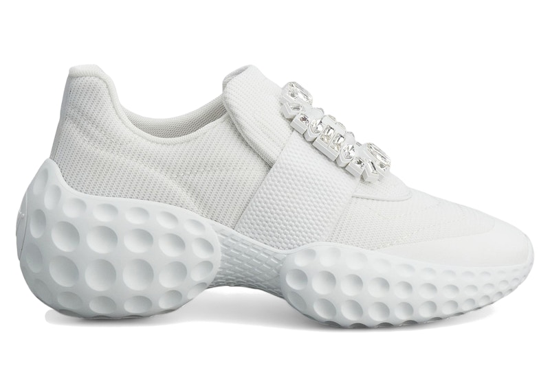 Pre-owned Roger Vivier Viv' Run Light Crystal Buckle (women's) Sneakers In White