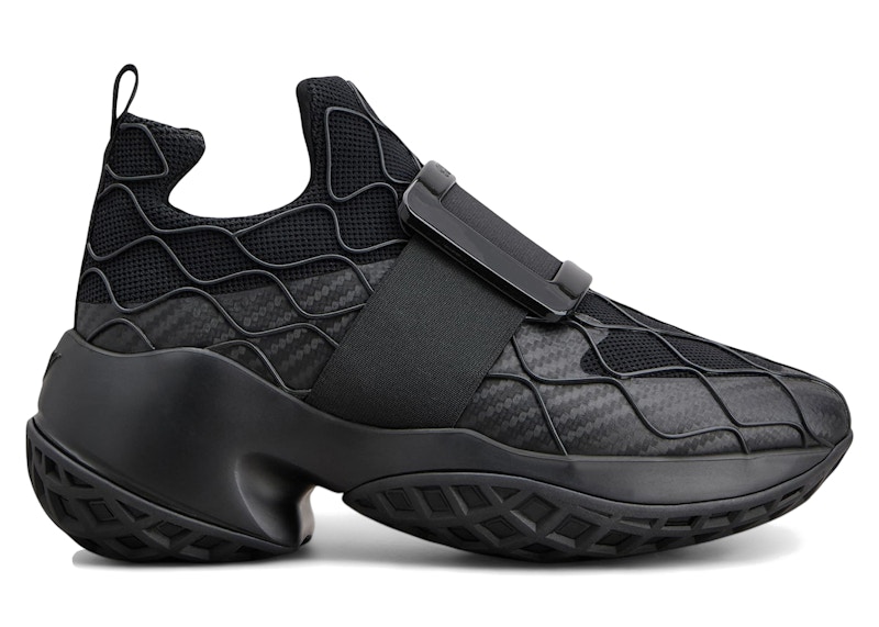 Pre-owned Roger Vivier Viv' Run Technical Fabric Lacquered Buckle (women's) Sneakers In Black