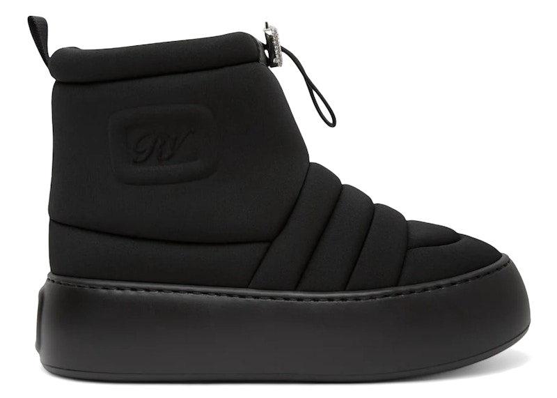 Pre-owned Roger Vivier Viv' Winter Puffy Ankle Boots Crystal Buckle (women's) Sneakers In Black