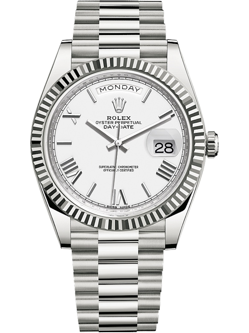 rolex daydate silver