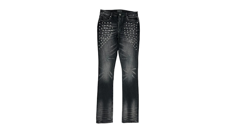 Pre-owned Rta Men's Olivier Stacked Graphite Fade Cross Jean In Black