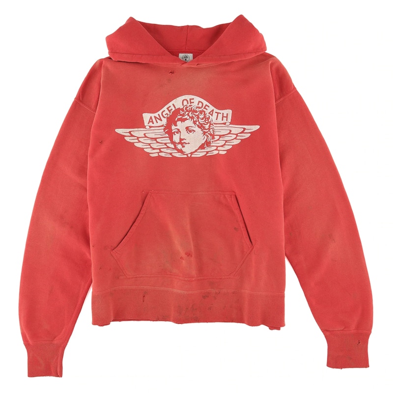 Saint Mxxxxxx Angel of Death Hoodie Red Men's - SS22 - US