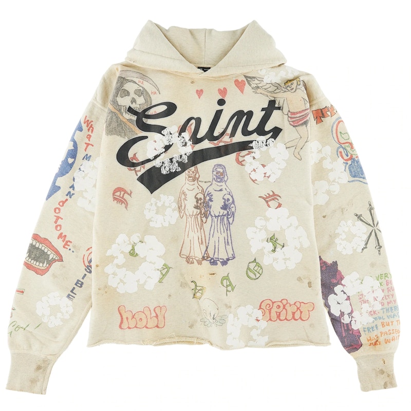 Saint Mxxxxxx x Denim Tears Graffiti Hoodie Grey Men's - SS22 - US