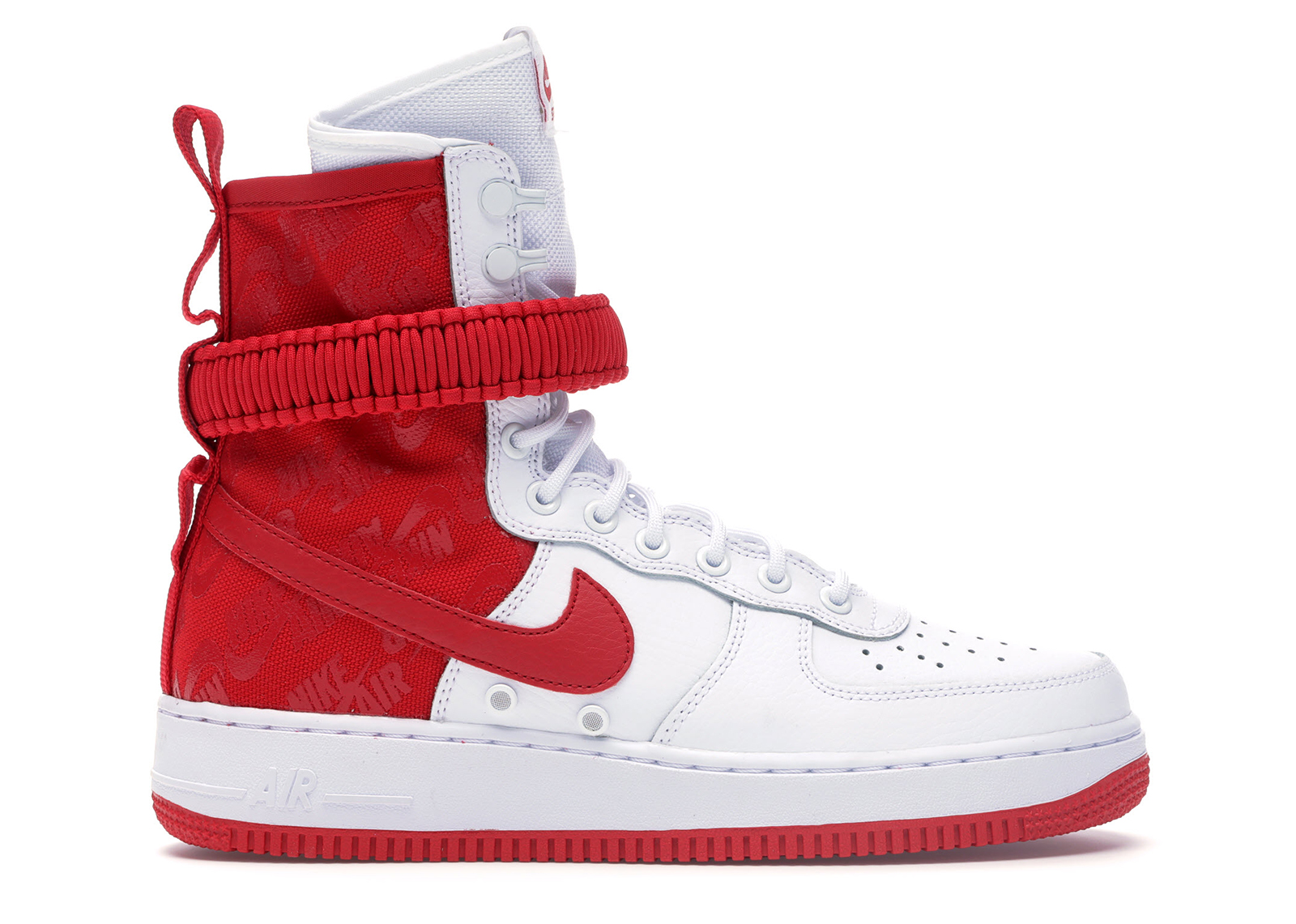 white and red air force 1 high tops