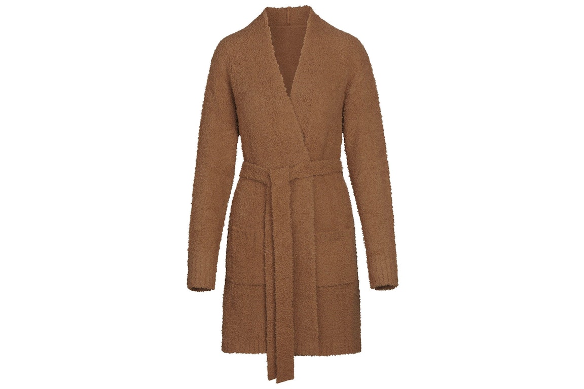 Pre-owned Skims Cozy Knit Short Robe Camel