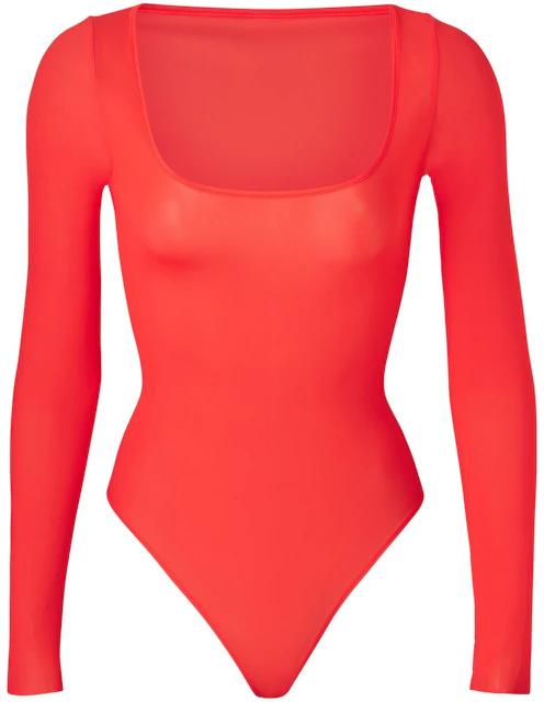 SKIMS Jelly Sheer Long Sleeve Bodysuit Poppy - SS21 - GB
