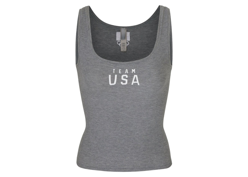 SKIMS Olympic Capsule Rib Scoop Tank Heather Grey
