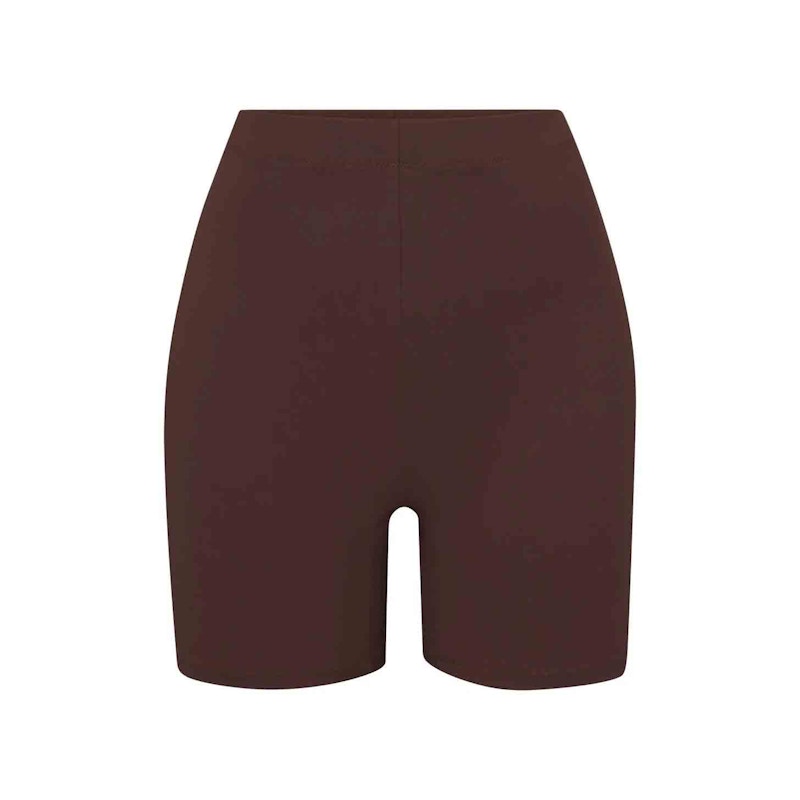 Pre-owned Skims Women's Swim Mid Waist Short In Cocoa In Brown