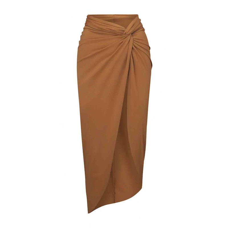 Pre-owned Skims Women's Swim Sarong Skirt In Almond