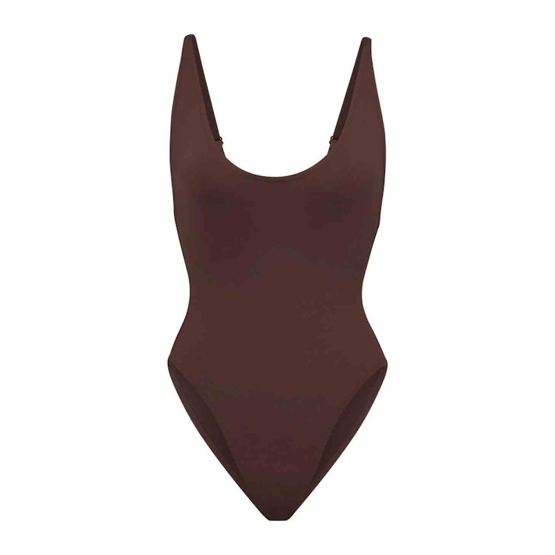 Pre-owned Skims Women's  Swim Scoop Neck One Piece In Cocoa