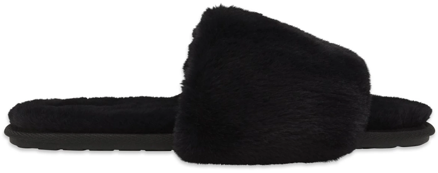 NEW SKIMS Women’s Fuzzy Slides Slippers Faux Fur Onyx Black 35 (US 4.5) NWOB