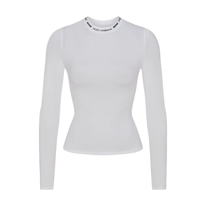 Pre-owned Skims Women's X Dolce&gabbana Cotton Jersey Long Sleeve T-shirt In Snow