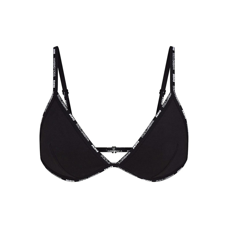 Pre-owned Skims Women's X Dolce&gabbana Cotton Jersey Triangle Bralette In Onyx In Black