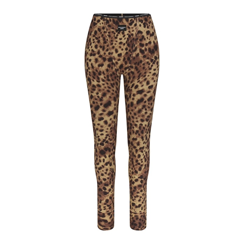Pre-owned Skims Women's X Dolce&gabbana Cotton Rib Legging In Leopard