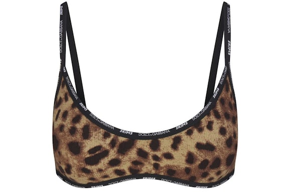 SKIMS x Dolce&Gabbana Cotton Rib Scoop Bralette Leopardo
