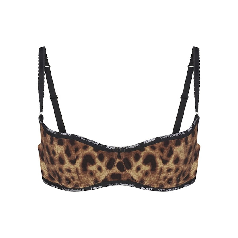 ブラジャー DOLCE & GABBANA SILK LEOPARD PRINT BALCONETTE BRA Leopard-print satin balconette bra with lace detailing in