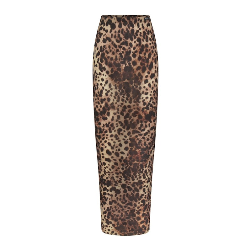 Pre-owned Skims Women's  X Dolce&gabbana Milky Sheer Long Skirt In Leopard