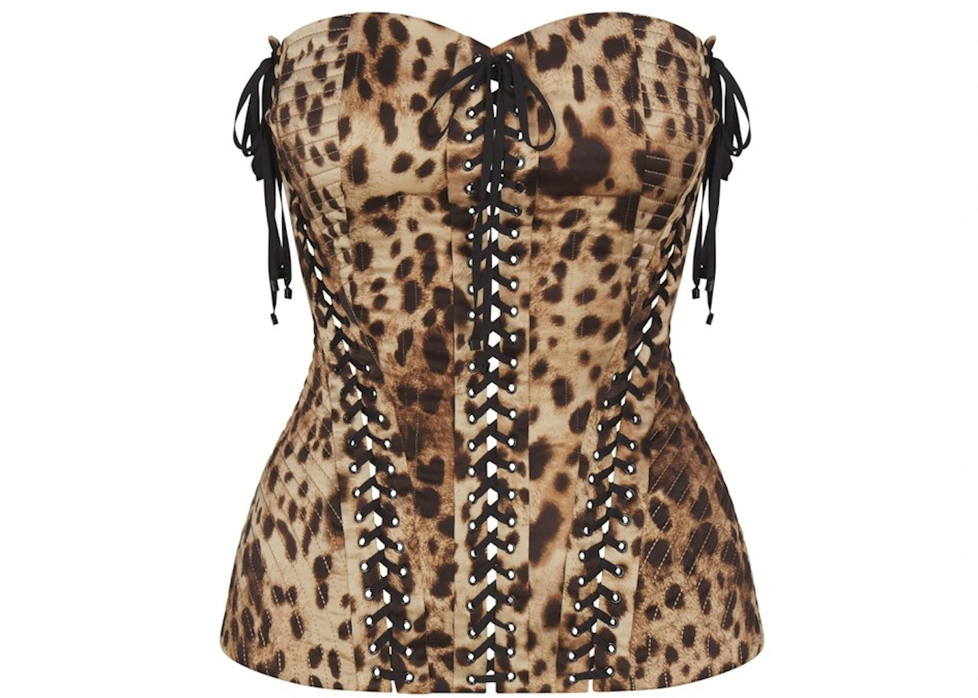 SKIMS x Dolce&Gabbana Silk Lace Up Corset Leopard FW24 US