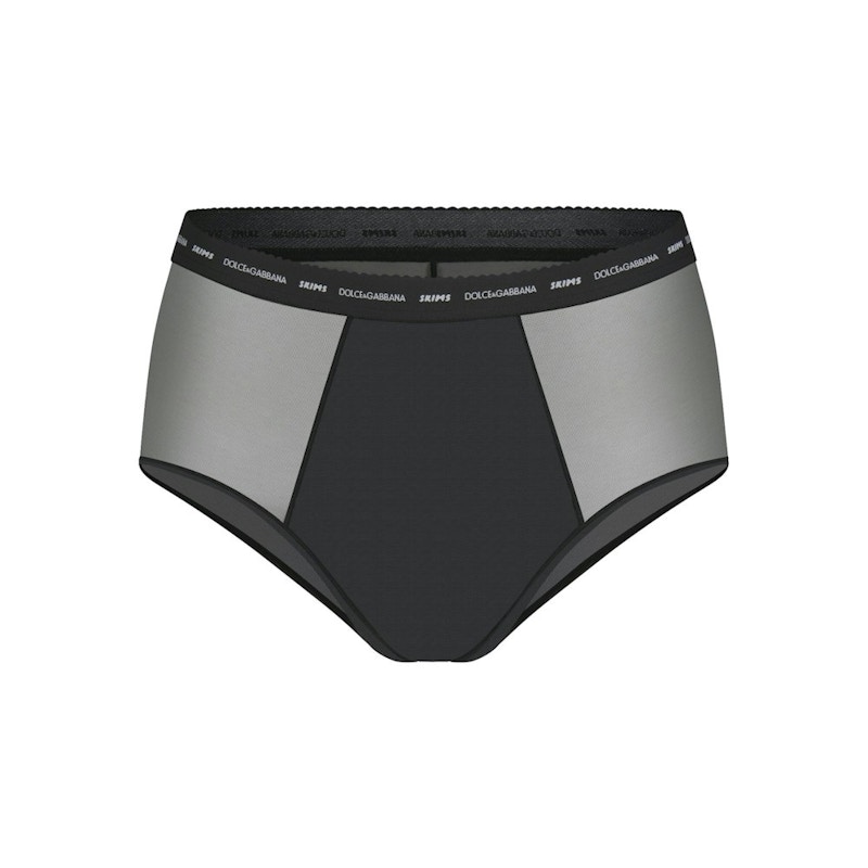Pre-owned Skims Women's X Dolce&gabbana Ultra Fine Mesh Highwaisted Brief In Onyx