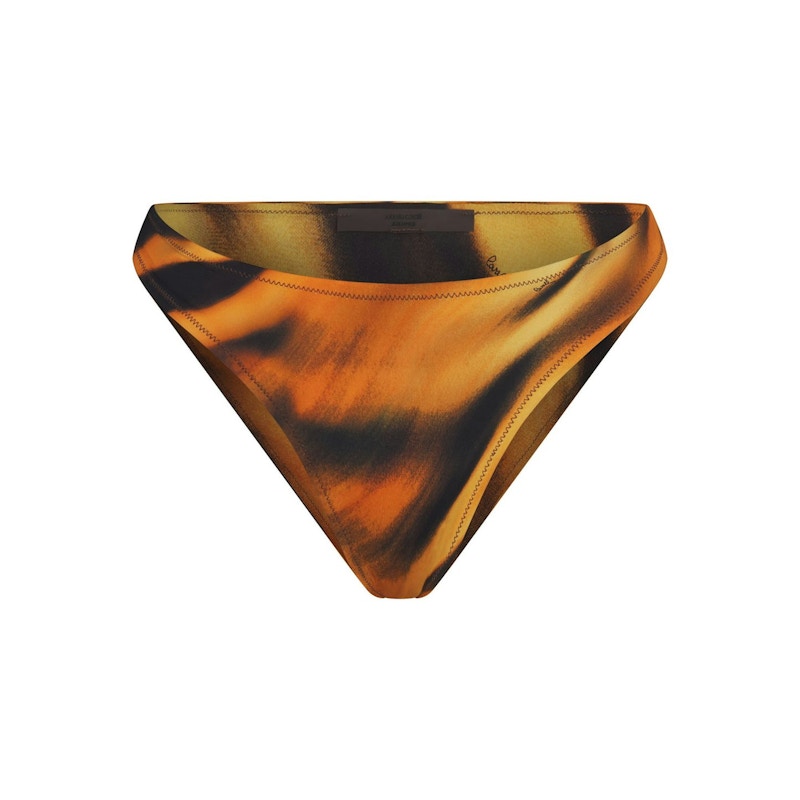 Pre-owned Skims Women's  X Roberto Cavalli Dipped Bikini Bottom In Tiger Face Print In Animal Print