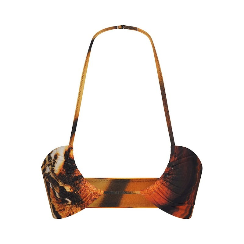 Pre-owned Skims Women's  X Roberto Cavalli Halter Bikini Top In Tiger Face Print In Animal Print